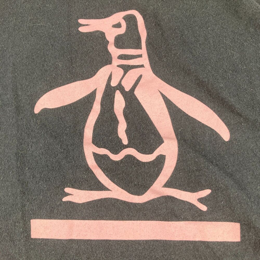 Original Penguin Men XL Black T-Shirt Pink Penguin Logo Graphic Tee